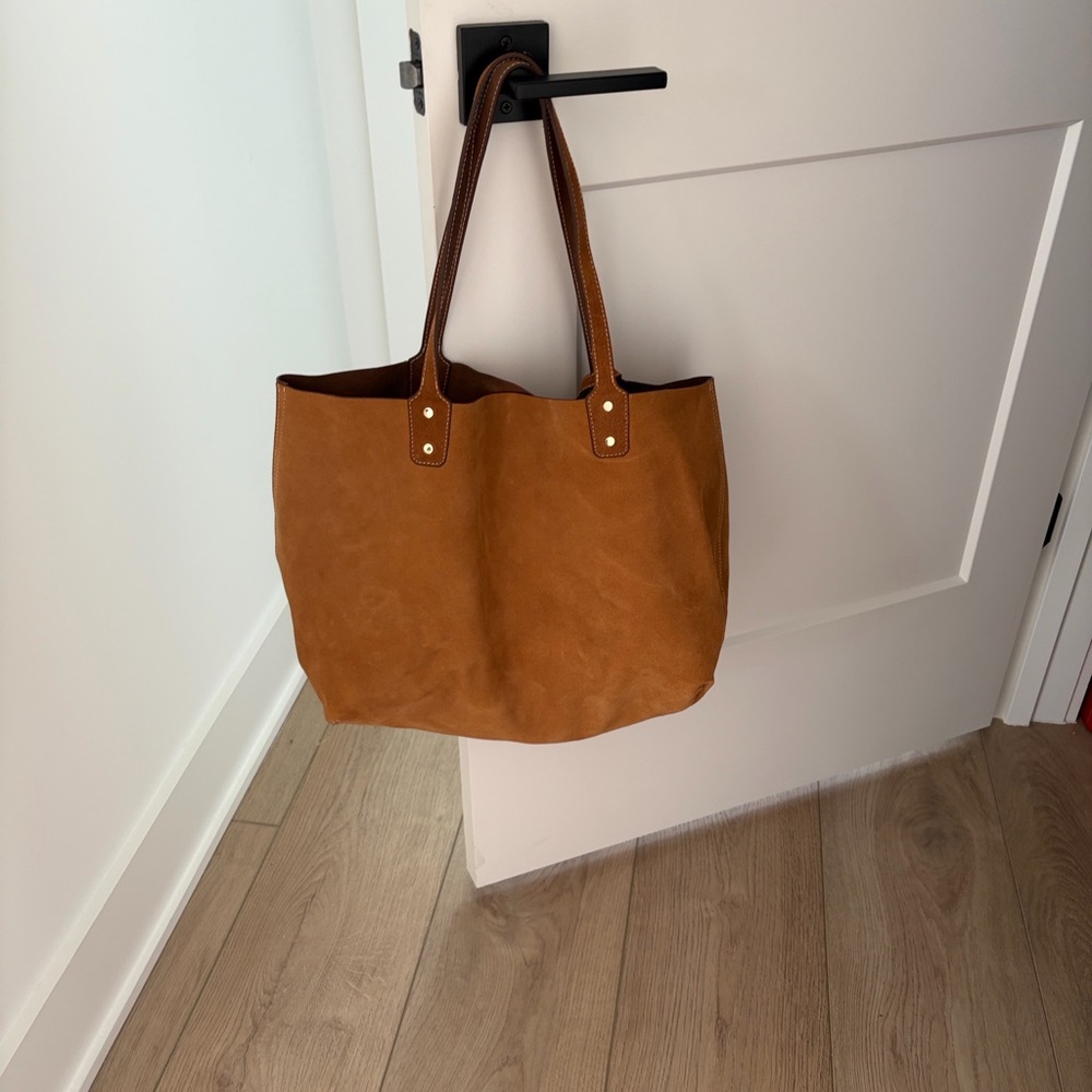 J McLaughlin Brown Suede Tote Bag with Pouch - Picture 3 of 12